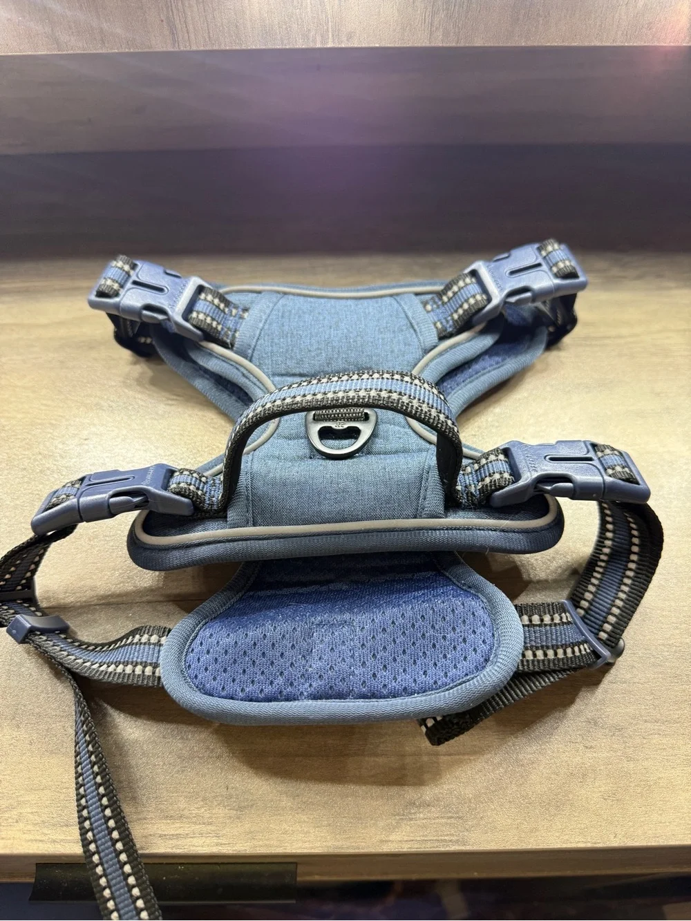 Blue Padded Dog Harness with Reflective Straps